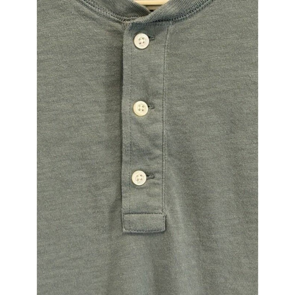 J Crew Dark Green Henley Slub 100% Cotton Shirt Mens Size L - Picture 2 of 8